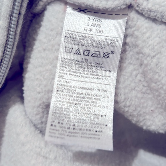 Gap grey heart zipped hoodie (3T) - Picture 4 of 4